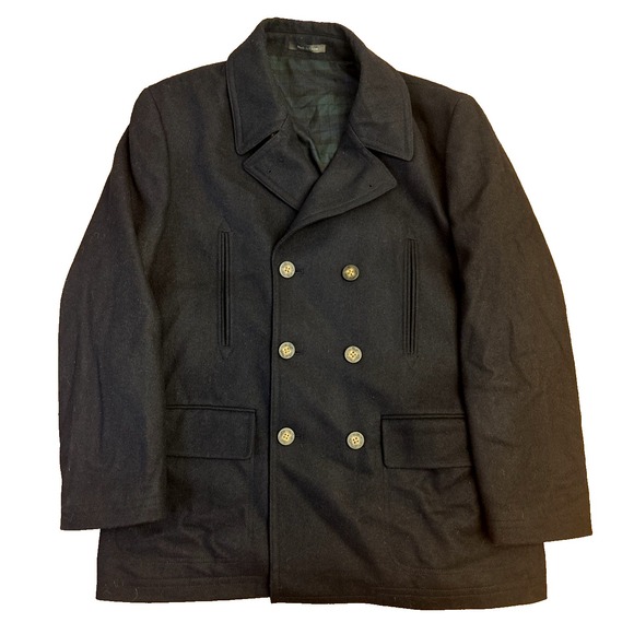 Lauren Ralph Lauren Jackets & Blazers - Vtg Lauren Ralph Lauren Double Breasted Pea Coat Womens Large Navy Blue‎ Classic